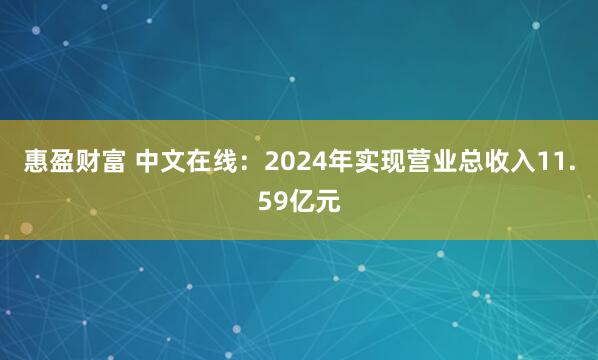 惠盈财富 中文在线：2024年实现营业总收入11.59亿元
